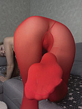 Red pantyhose on amateur girl